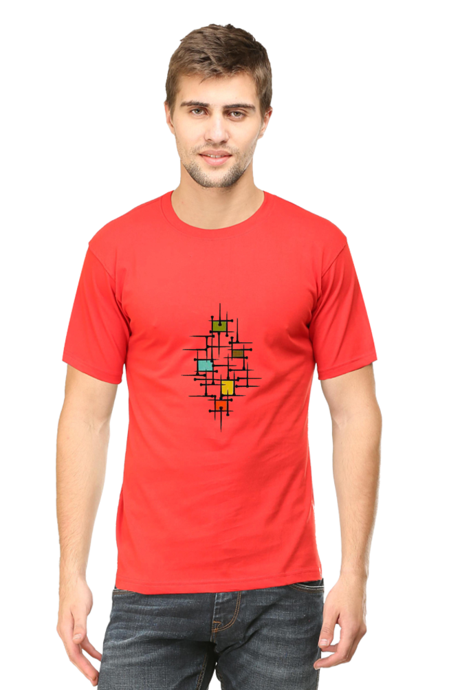 Square Abstract Unisex Round Neck Half Sleeve T-Shirt