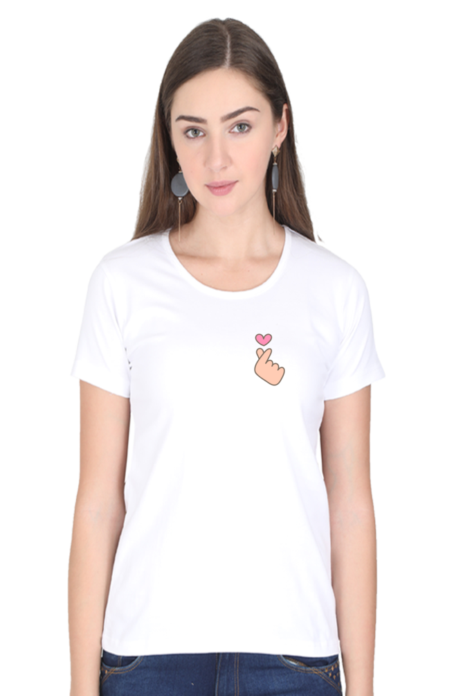 Cute Heart Women Round Neck Half Sleeve T-Shirt