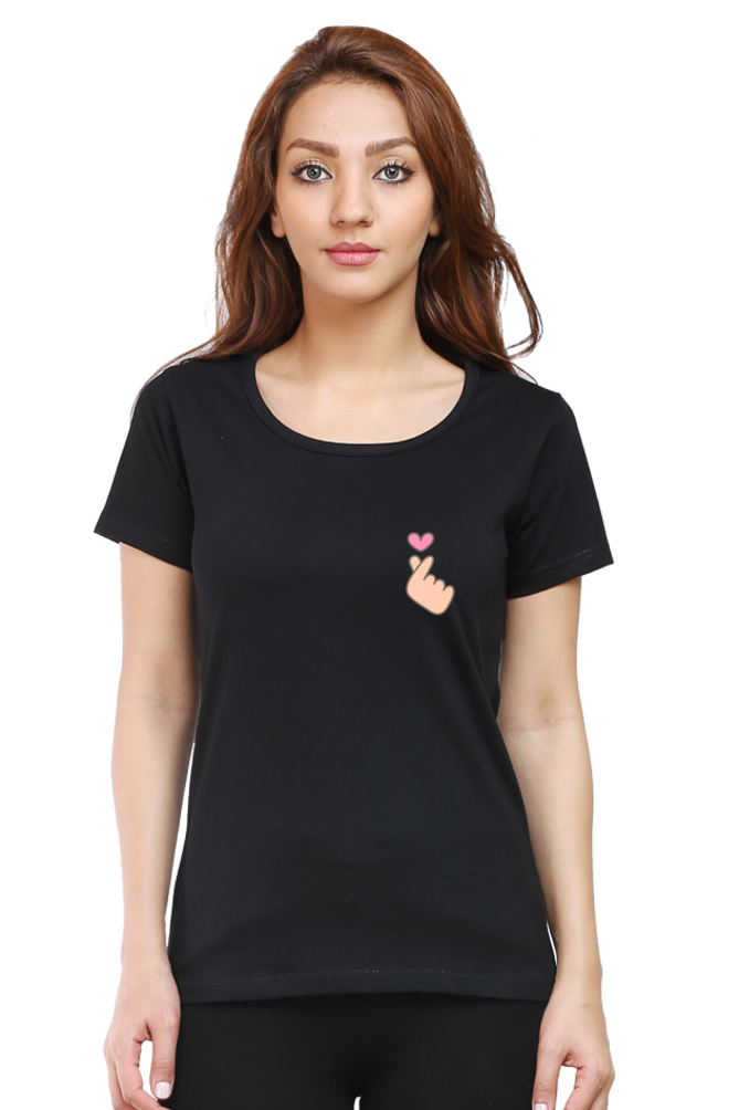 Cute Heart Women Round Neck Half Sleeve T-Shirt