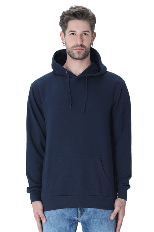 Plain Navy Blue Unisex Hoodie