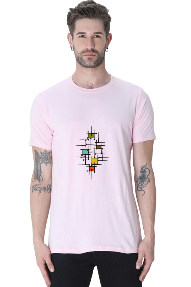 Square Abstract Unisex Round Neck Half Sleeve T-Shirt