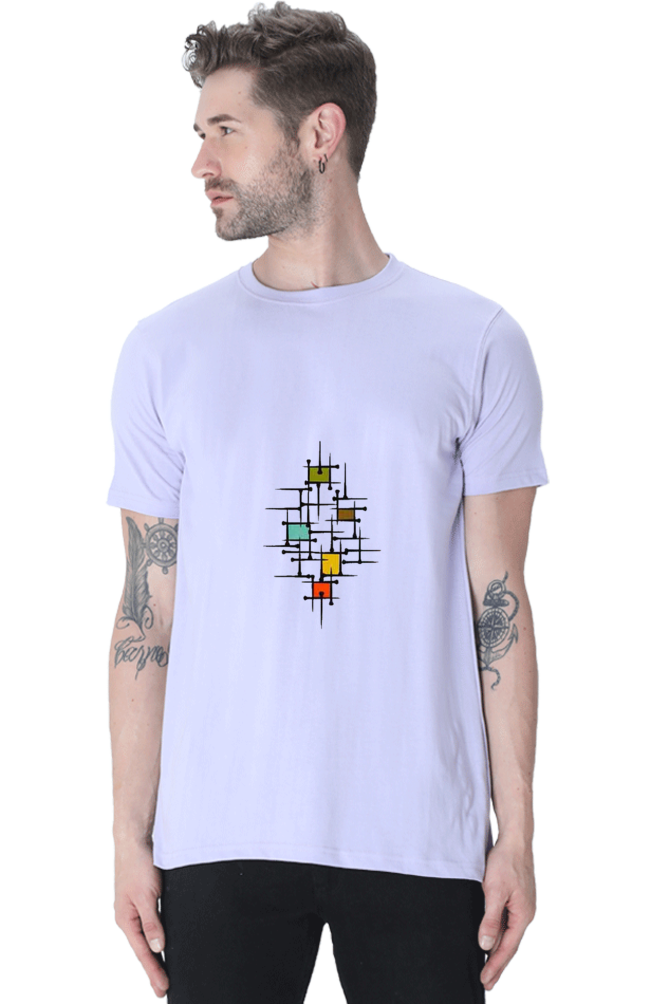 Square Abstract Unisex Round Neck Half Sleeve T-Shirt