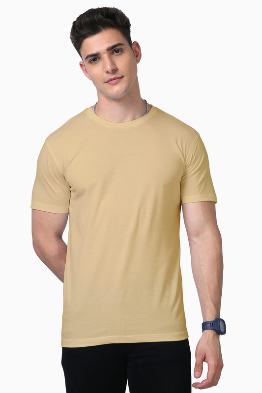 Beige Plain Unisex Supima T-Shirt