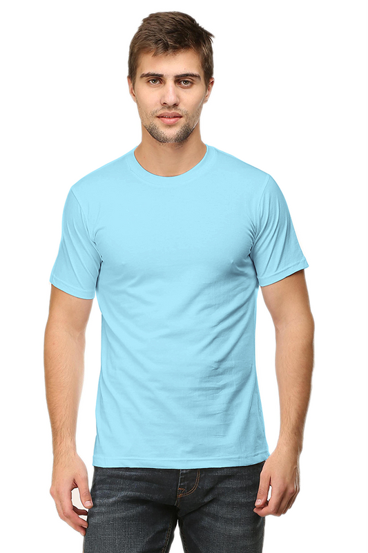 Baby Blue Plain Unisex Round Neck Half Sleeve T-Shirt