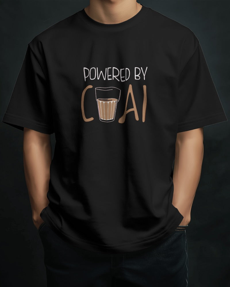 Powered By Chai Unisex Round Neck Half Sleeve T-Shirt