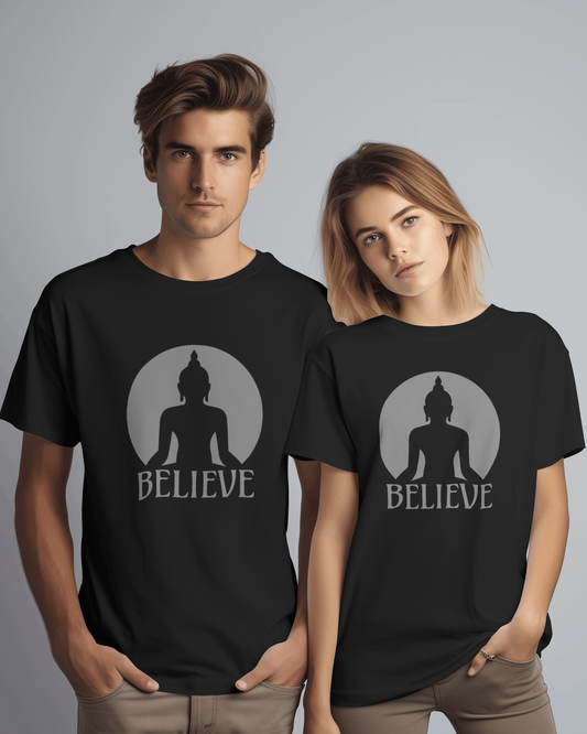 Buddha Believe Unisex Round Neck Half Sleeve T-Shirt