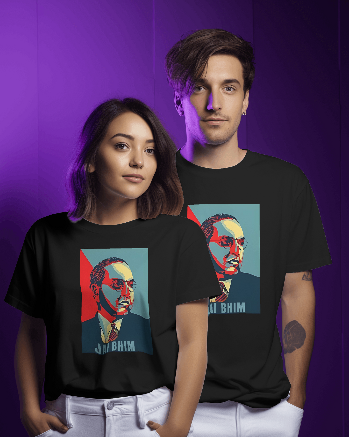 Jai Bhim Dr Babasaheb Ambedkar Unisex Round Neck Half Sleeve T-Shirt