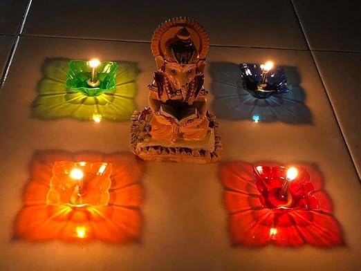 Reflective Shadow Diya Set – 6 Pack for Diwali Decoration and Home Décor