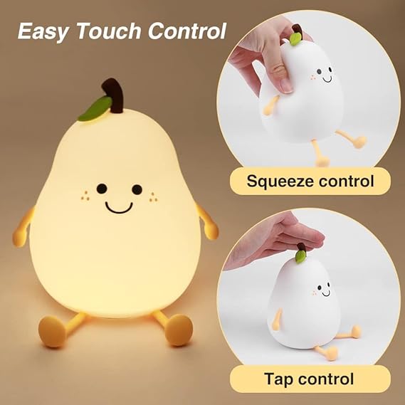 Cute Pear LED Nursery Nightlight Lamp – Soft Silicone Night Light for Kids