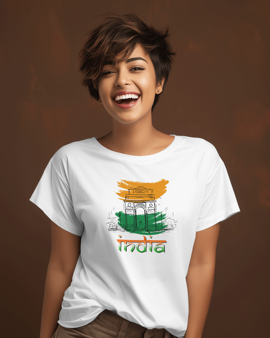 India Women Round Neck Half Sleeve T-Shirt