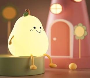 Cute Pear LED Nursery Nightlight Lamp – Soft Silicone Night Light for Kids