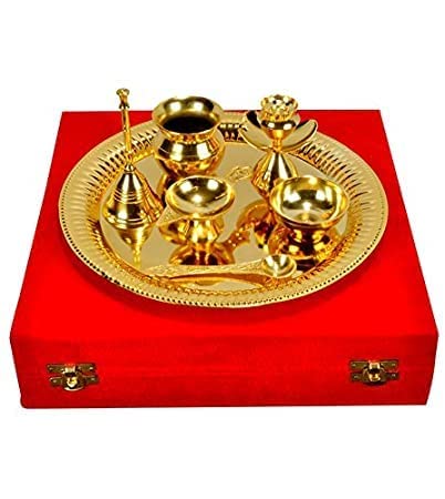 Silver-Plated Thali Set – 7 Pieces with Velvet Gift Box