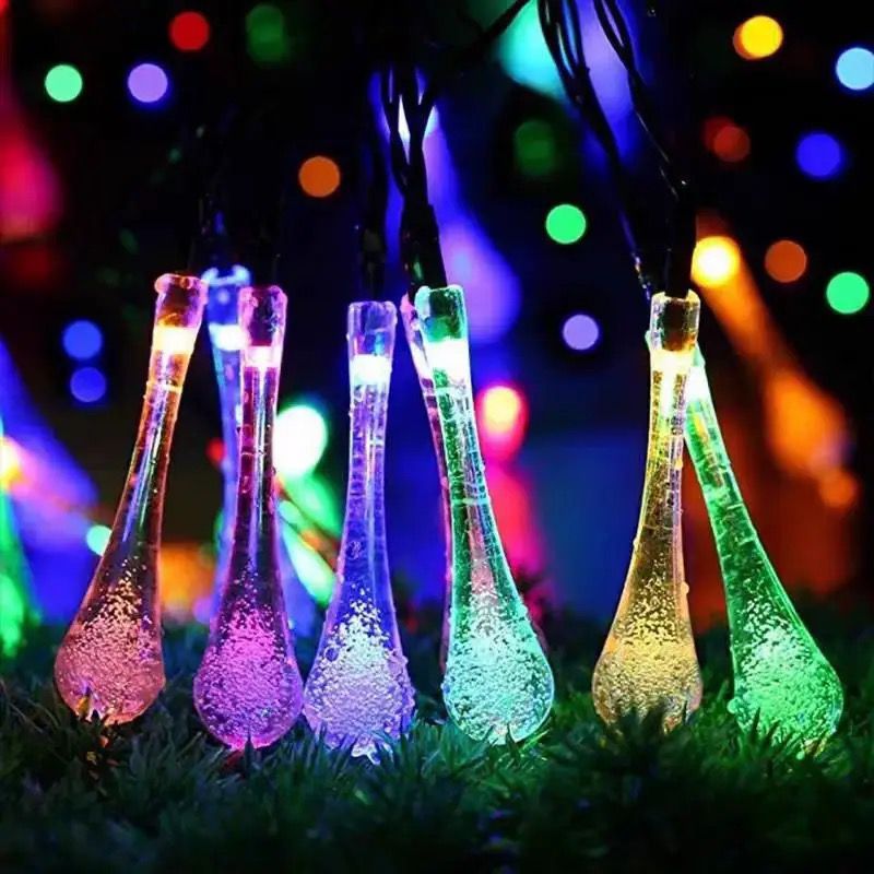 14 LED Waterdrop Raindrop Decorative String Lights – Multicolor Plug-in Fairy Lights for Indoor & Outdoor Use