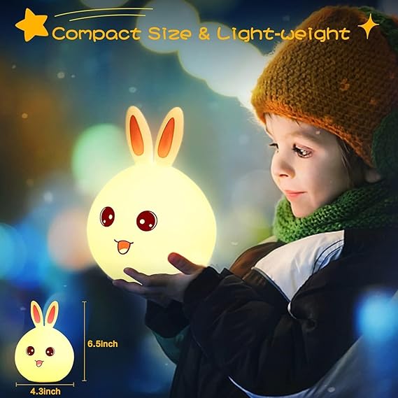 Silicone Cute Little Rabbit LED Table Lamp – Adorable Night Lamp for Children