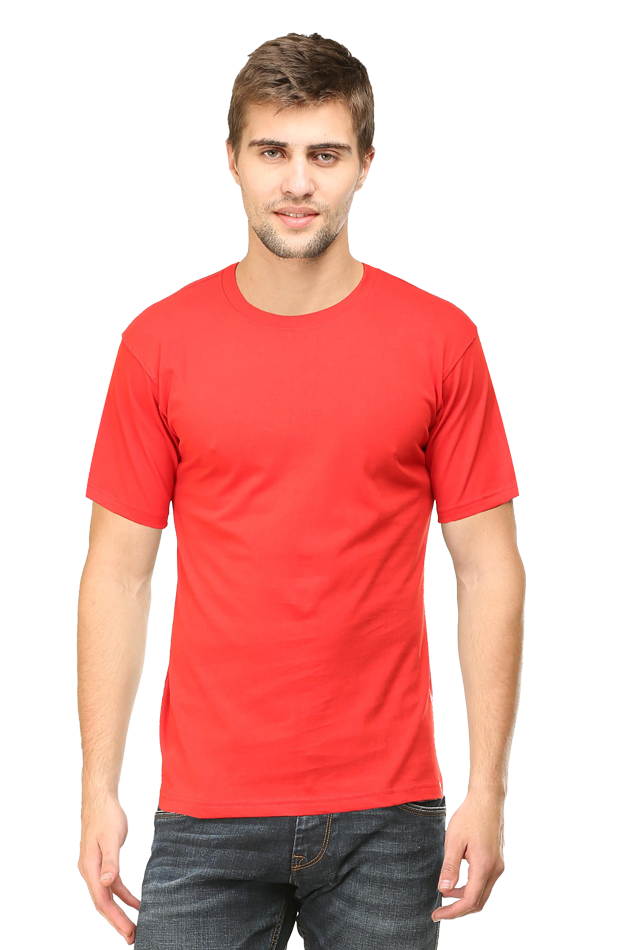 Red Plain Unisex Round Neck Half Sleeve T-Shirt