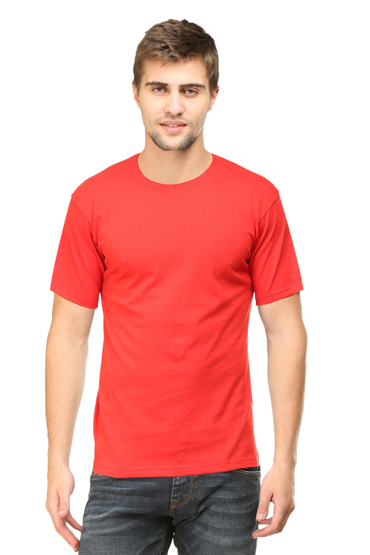 Red Plain Unisex Round Neck Half Sleeve T-Shirt