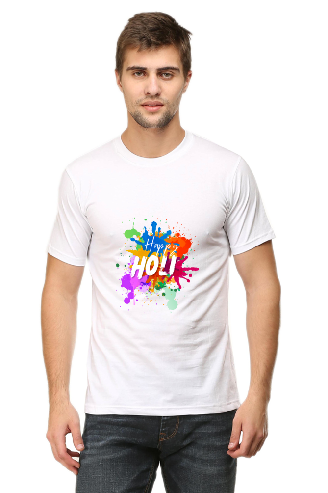 Happy Holi Unisex Round Neck Half Sleeve T-Shirt