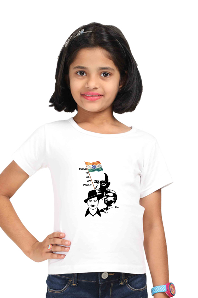 Proud To Be An Indian Girls Round Neck Half Sleeve T-Shirt