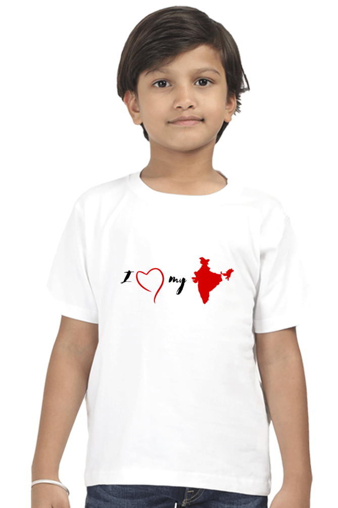 I Love My India Boys Round Neck Half Sleeve T-Shirt