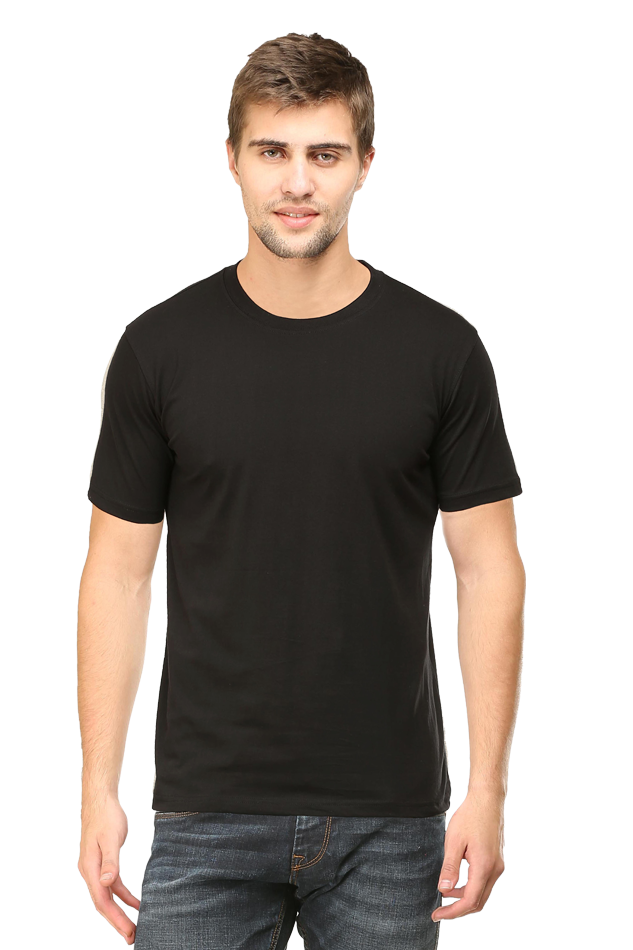 Black Plain Unisex Round Neck Half Sleeve T-Shirt