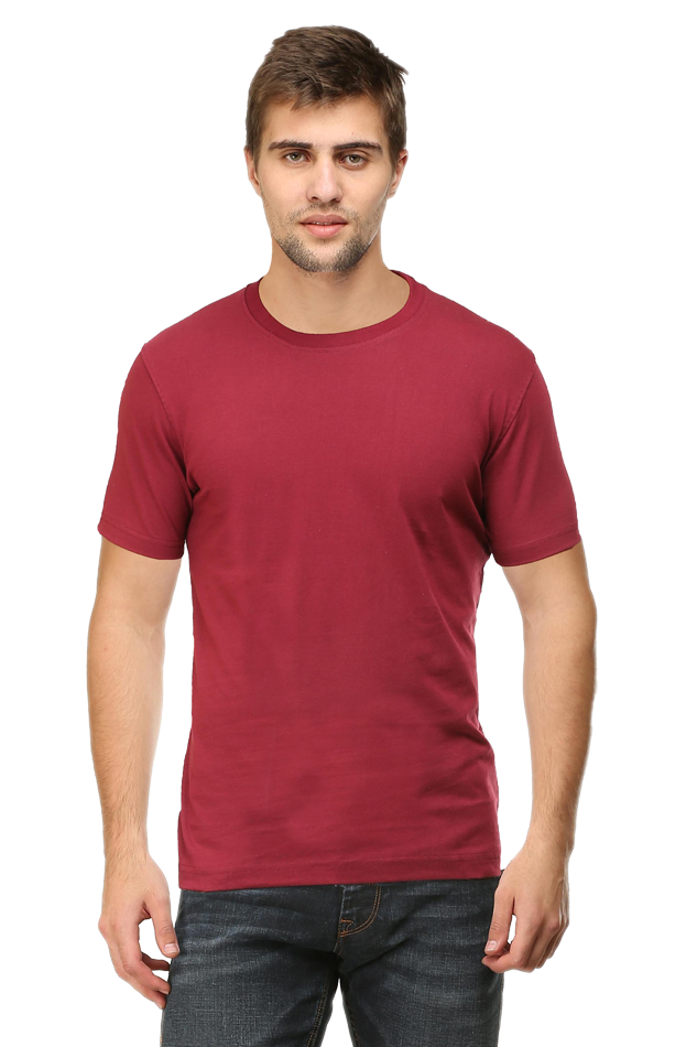 Maroon Plain Unisex Round Neck Half Sleeve T-Shirt