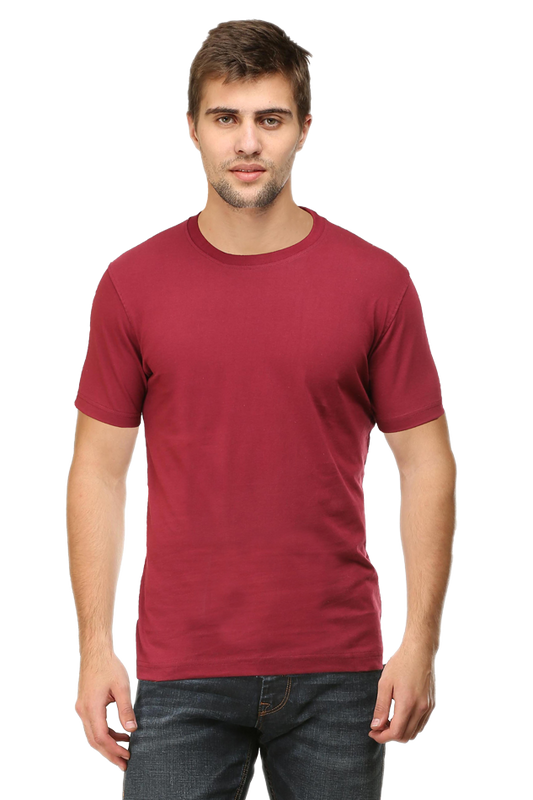 Maroon Plain Unisex Round Neck Half Sleeve T-Shirt