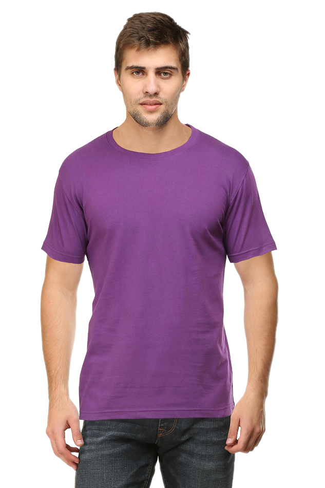 Purple Plain Unisex Round Neck Half Sleeve T-Shirt