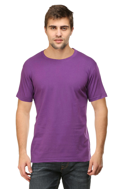 Purple Plain Unisex Round Neck Half Sleeve T-Shirt