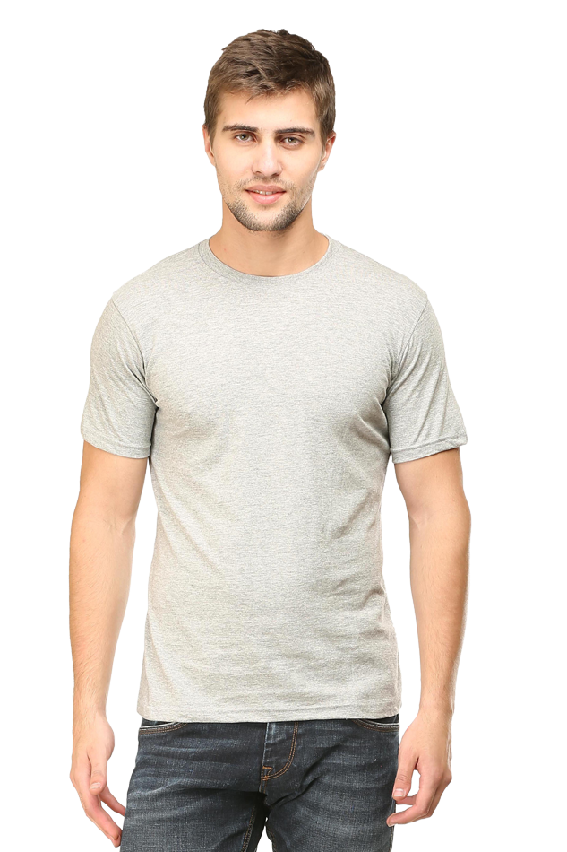 Grey Plain Unisex Round Neck Half Sleeve T-Shirt