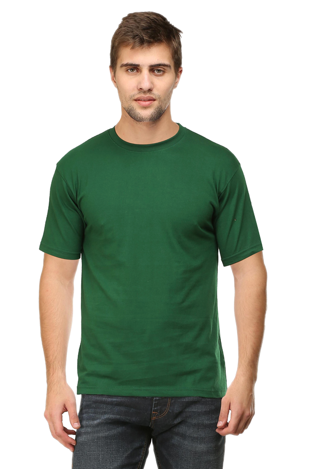 Green Plain Unisex Round Neck Half Sleeve T-Shirt